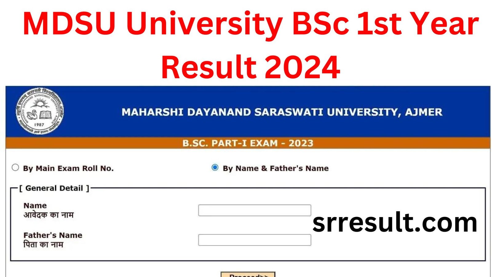 MDSU BSc 1st Year Result 2024 Ajmer University BSc Part 1 Result Name